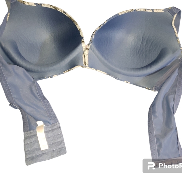 CACIQUE UPLIFT PLUNGE SIMPLY WIREFREE BLUE FLORAL T-SHIRT BRA 44D - Picture 3 of 5